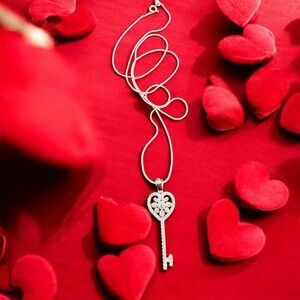 925 Sterling silver Elegant Silver Key Pendant Necklace